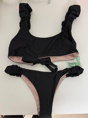 Women’s Black Bikini Set with Blush Lining